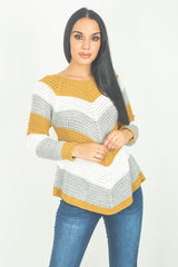 Mustard Chevron Knitted Jumper