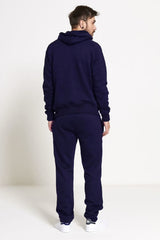 Mens Navy Basic Pullover Hood Tracksuit