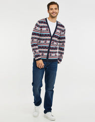 Mens Navy Iceland Christmas Cardigan Jumper