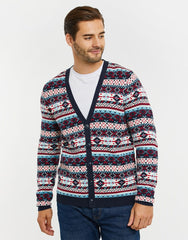 Mens Navy Iceland Christmas Cardigan Jumper