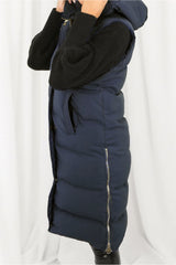 Navy Longline Hooded Puffer Gilet