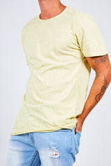 Mens Lemon Speckled Nep Crew Neck T-Shirt