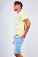 Mens Lemon Speckled Nep Crew Neck T-Shirt