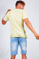 Mens Lemon Speckled Nep Crew Neck T-Shirt