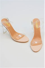 Nude Strappy Barely There Perspex Heels