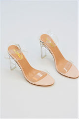 Nude Strappy Barely There Perspex Heels