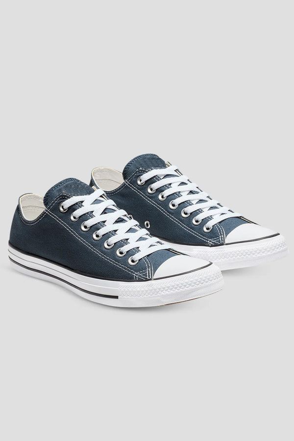 Mens Navy Lace Up Canvas Flat Trainers
