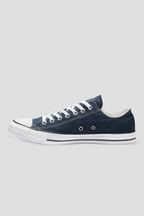 Mens Navy Lace Up Canvas Flat Trainers