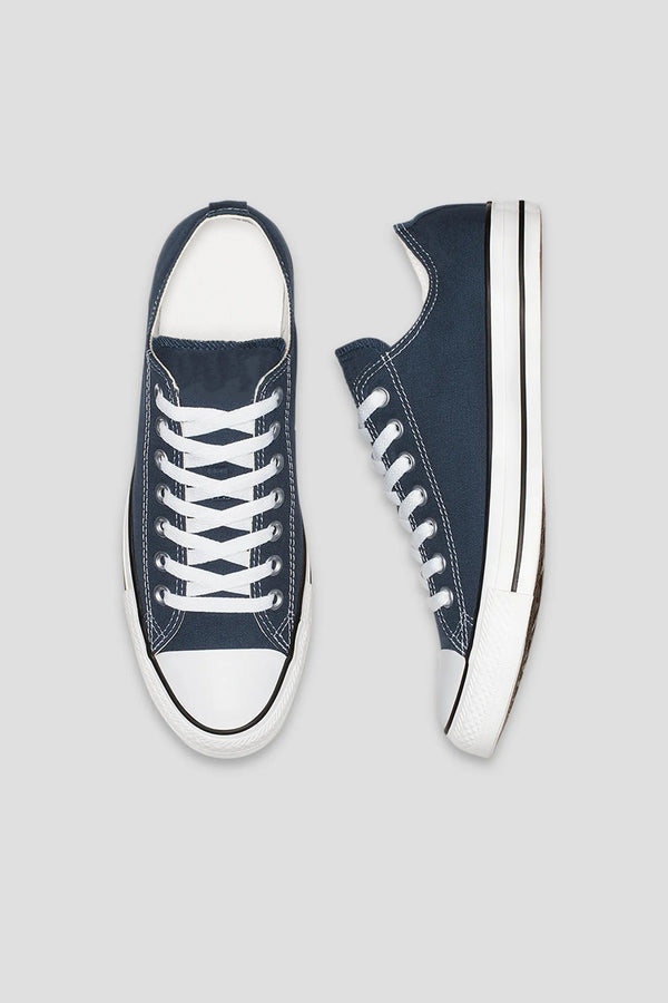 Mens Navy Lace Up Canvas Flat Trainers