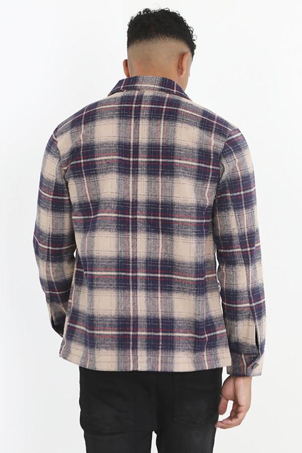 Mens Check Button Through Shacket