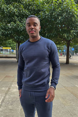 Navy Fleece Basic Crew Neck Tracksuit