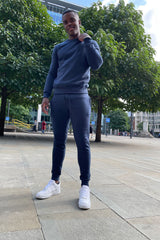 Navy Fleece Basic Crew Neck Tracksuit