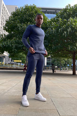 Navy Fleece Basic Crew Neck Tracksuit
