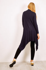 Navy Ribbed Waterfall Cardigan