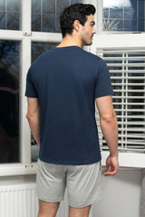 Mens Navy With Grey Wilson Cotton Pyjama Set
