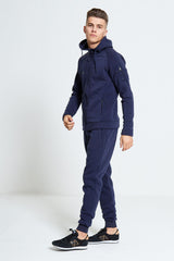 Mens Navy Zip Through Hooded Tracksuit