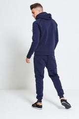 Mens Navy Zip Through Hooded Tracksuit