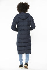 Mens Navy Padded Longline Parka Coat