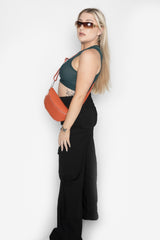 Orange Faux Leather Sling Bag