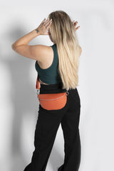 Orange Faux Leather Sling Bag