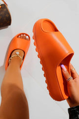 Orange Rubber Ribbed Sole Sliders