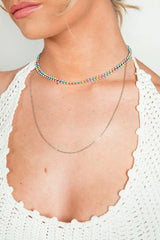 Pastel Feather Pattern Layered Necklace