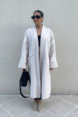 Beige Premium Boyfriend Wool Soft Look Oversized Coat