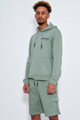 Men Printed Hoodie And Short Tracksuit