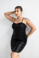 Black Strappy Ruched Side Detail Bodycon Dress