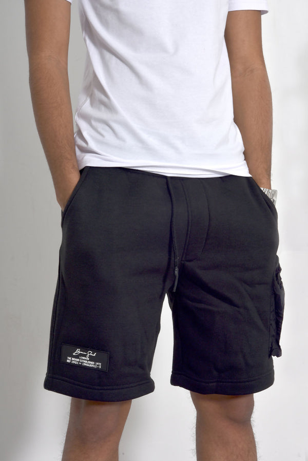 Mens Black Drawcords Shorts