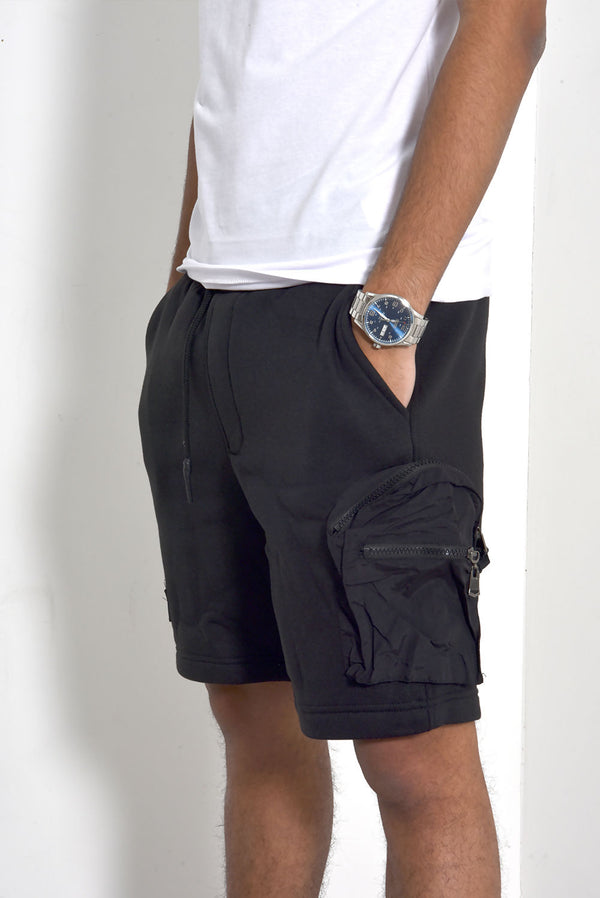 Mens Black Drawcords Shorts