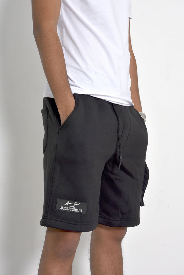 Mens Black Drawcords Shorts
