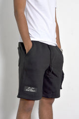 Mens Black Drawcords Shorts