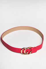 Pink CC Gold Buckle PU Belt