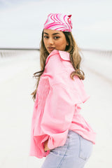 Pink Swirl Print Satin Bandana