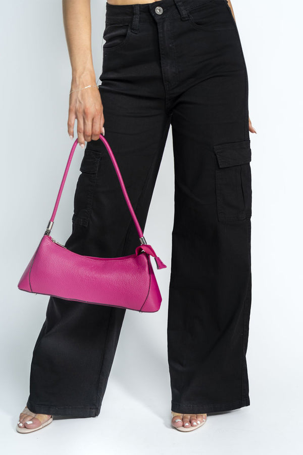 Black Wide Leg Cargo Trousers