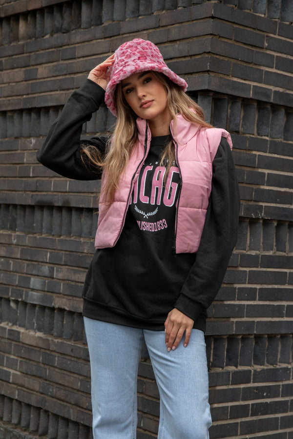 Pink Cropped Puffer Gilet