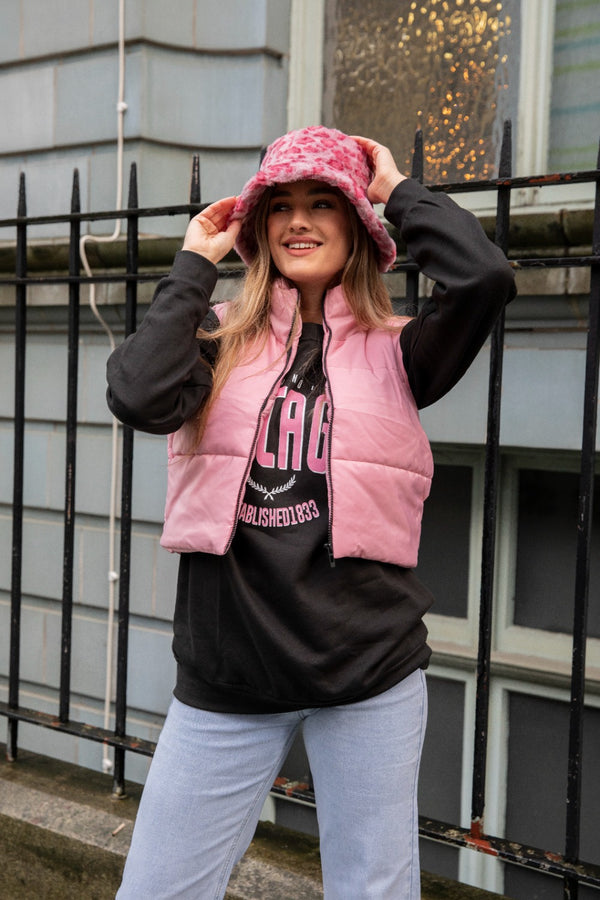 Pink Cropped Puffer Gilet