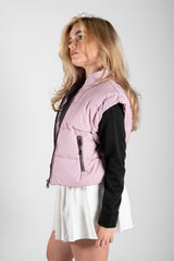 Lilac Cropped Zip Detail Gilet 