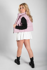 Lilac Cropped Zip Detail Gilet 