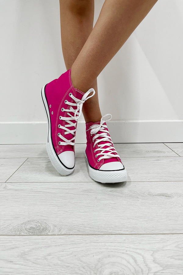 Fuchsia High Top Canvas Trainers