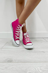 Fuchsia High Top Canvas Trainers
