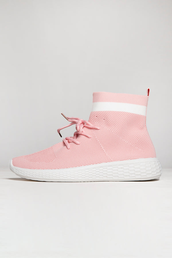 Pink Lace Up Sock Trainers