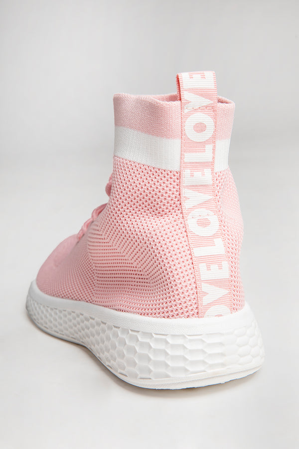 Pink Lace Up Sock Trainers