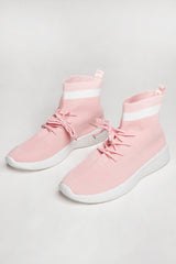 Pink Lace Up Sock Trainers