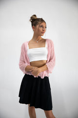 Pink Tie Front Sheer Shrug