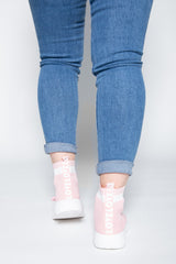 Pink Lace Up Sock Trainers