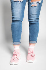 Pink Lace Up Sock Trainers