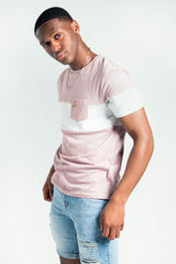 Mens Purple And White Stripe T-Shirt With Chest Pocket
