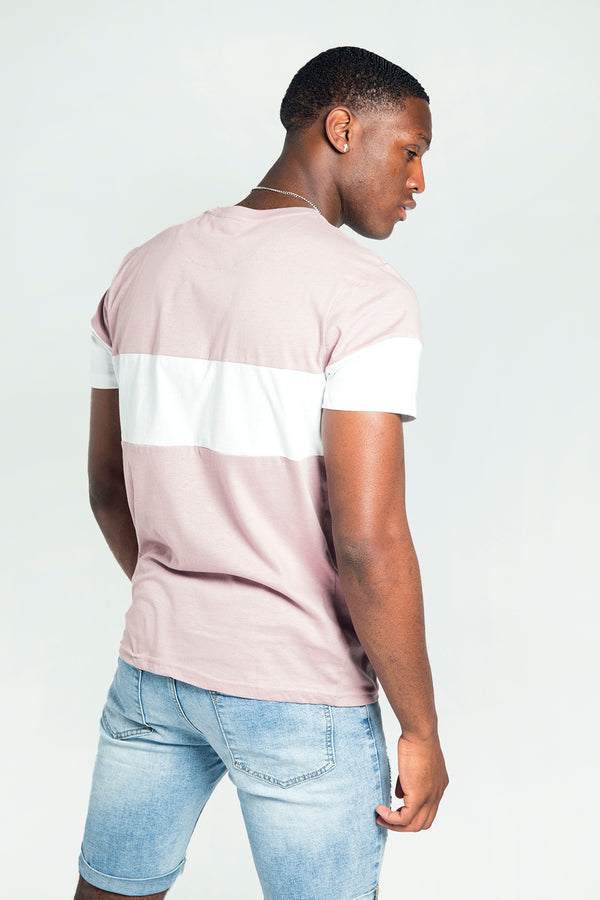 Mens Purple And White Stripe T-Shirt With Chest Pocket